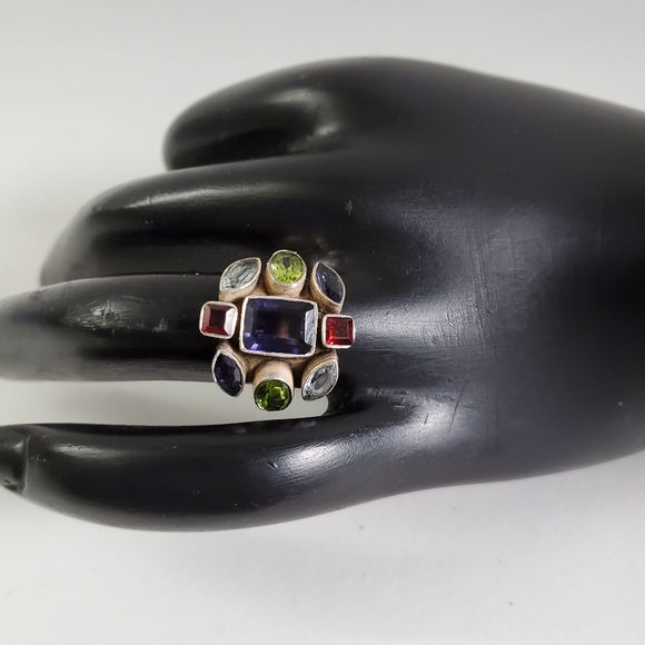 Watch Video / Sterling Silver 925 Gemstone Cluster Ring - Picture 3 of 12